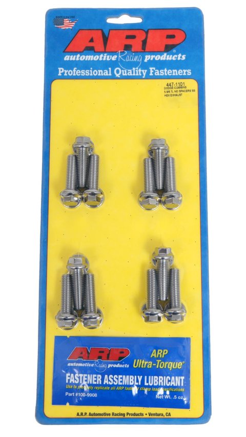 ARP Dodge Cummins 5.9/6.7L no spacers SS hex exhaust manifold bolt kit