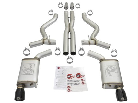 aFe MACH Force XP 3in 304 SS Cat-Back Exhausts w/ Black Tips 15-17 Ford Mustang GT V8-5.0L/V6-3.7L