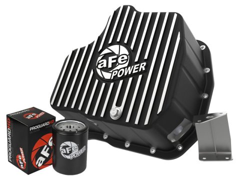 aFe 011-16 GM Diesel Trucks V8-6.6L LML Engine Oil Pan Black POWER Pro Series w/ Machined Fins