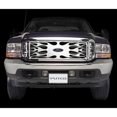 Putco 99-03 Ford F-150 (Honeycomb Grille) w/ Logo CutOut Flaming Inferno Stainless Steel Grille