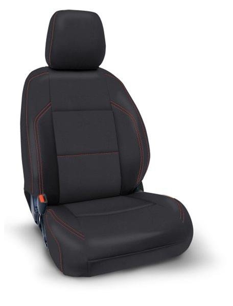 PRP 2016+ Toyota Tacoma Front Seat Covers with Electric Seat Adj. (Pair) - Black with Red Stitching