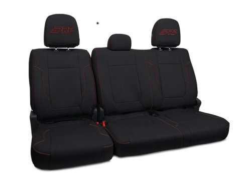 PRP 12-14 Ford Raptor Rear Bench Seat Covers - Black w/ Red Stitch