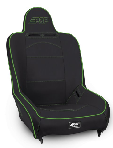 PRP Premier High Back Suspension Seat- Black/Green Vinyl