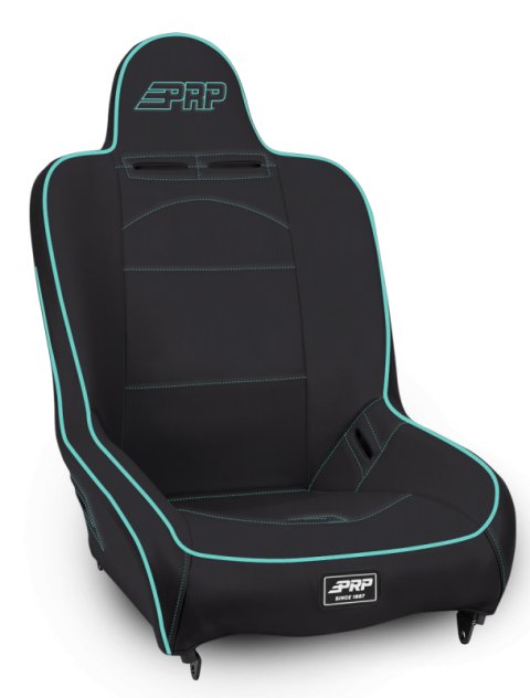 PRP Premier High Back Suspension Seat- Black/Teal Vinyl