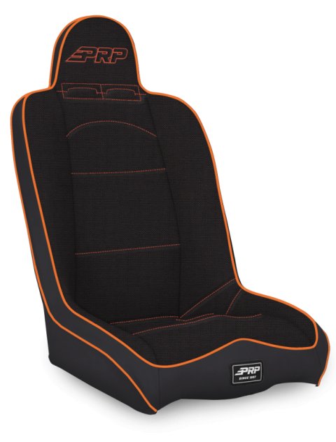 PRP Daily Driver High Back Suspension Seat- Black/Orange Tweed