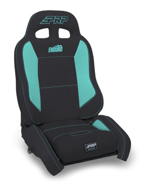 PRP EnduroCrawl Reclining Suspension Seat - Black/Teal Vinyl - Driver