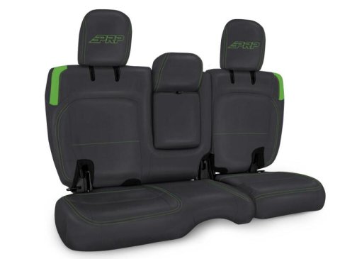 PRP Jeep Wrangler JL Rear Bench CoversU - 4 door with Armrest - Black/Green