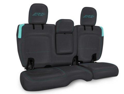 PRP Jeep Wrangler JL Rear Bench CoversU - 4 door with Armrest - Black/Teal