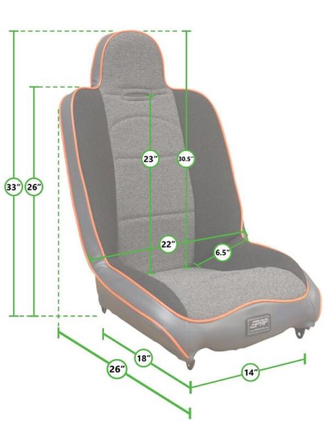 PRP Daily Driver High Back Suspension Seat - Black Vinyl