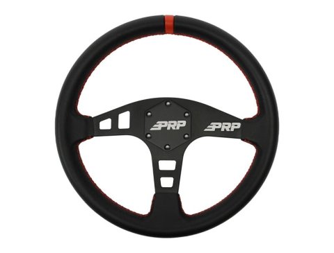 PRP Flat Leather Steering Wheel - Red