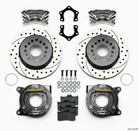 Wilwood Forged Dynalite P/S P-B Kit Drilled Polished Mopar/Dana 2.36in Off w/Snap Ring Bearing