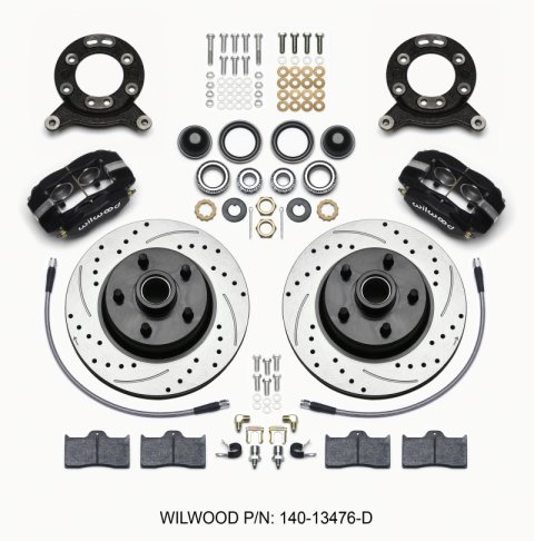 Wilwood Forged Dynalite-M Front Kit 11.30in 1 PC Rotor&Hub-Drill 65-69 Mustang Disc & Drum Spindle