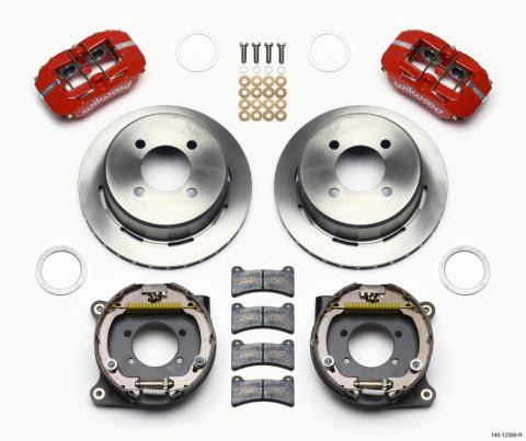 Wilwood Dynapro Low-Profile 11.00in P-Brake Kit - Red Ford 7.5in Rear 2.80 Offset - 4-Lug