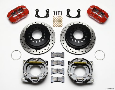 Wilwood Dynapro Low-Profile 11.00in P-Brake Kit Drill-Red Small Ford 2.50in Offset