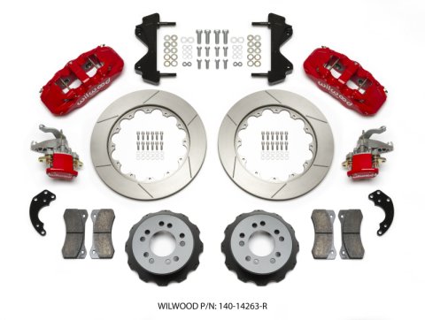 Wilwood AERO4 / MC4 Rear Kit 14.00 Red Currie Pro-Tour Unit Bearing Floater
