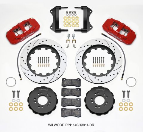 Wilwood AERO6 Front Hat Kit 15.00 Drilled Red 2014-up Corvette C7 w/Lines