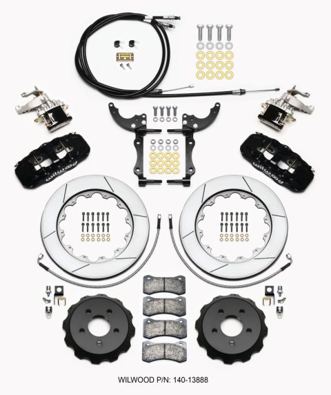 Wilwood AERO4 / MC4 Rear Kit 14.00 15-23 Mustang w/Lines & Cables