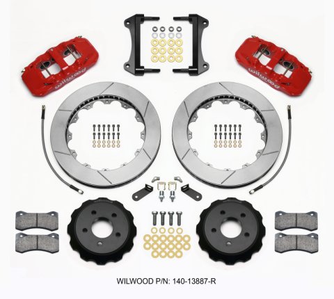 Wilwood AERO6 Front Hat Kit 15.00 Red 15-23 Mustang w/Lines