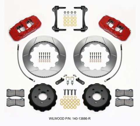 Wilwood AERO6 Front Hat Kit 14.00 Red 15-23 Mustang w/Lines