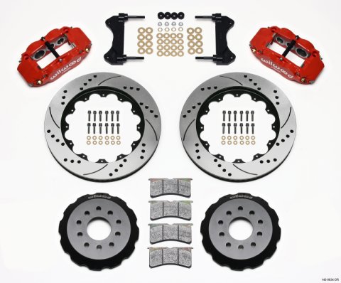 Wilwood Narrow Superlite 6R Front Hat Kit 14.00in Drilled Red 98-02 Camaro/Firebird