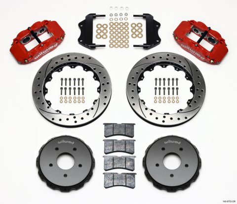 Wilwood Narrow Superlite 6R Front Hat Kit 13.06in Drilled Red 2004-2006 Pontiac GTO