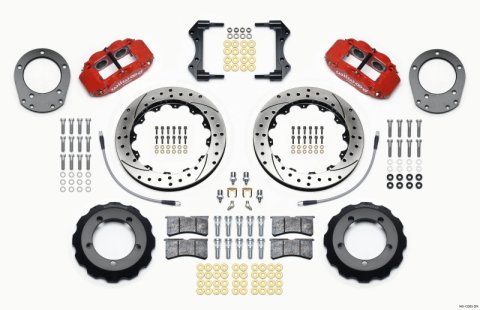 Wilwood Narrow Superlite 4R Front Hat Kit 12.88in Drill Red 76-77 Ford Bronco Dana 44 w/Lines