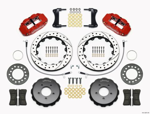 Wilwood Narrow Superlite 6R Front Hat Kit 12.88in Drill Red 2005-Up Mazda Miata w/ Lines