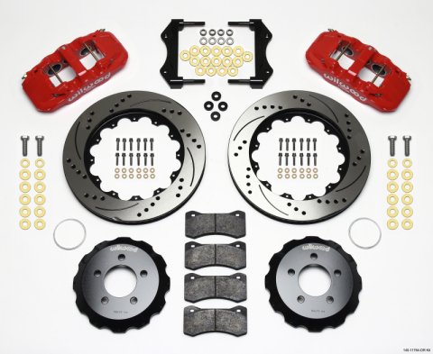 Wilwood AERO6 Front Hat Kit 14.25 Drilled Red 2006-10 Magnum/Challenger/Charger/300C
