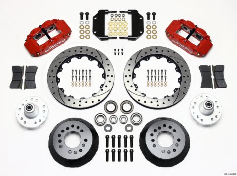 Wilwood Narrow Superlite 6R Front Hub Kit 12.88in Drill Red Magnum Force Drop Spindle
