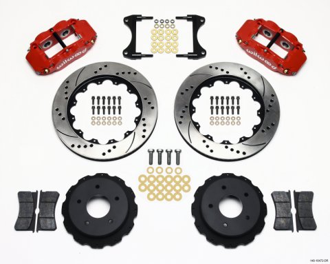 Wilwood Narrow Superlite 4R Rear Kit 14.00in Drill Red 65-82 Corvette C2/C3