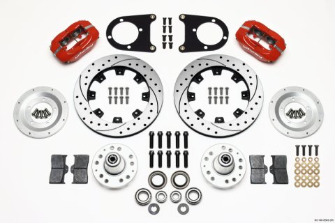 Wilwood Forged Dynalite Front Kit 12.19in Drilled Red 37-48 Ford Psgr. Car Spindle