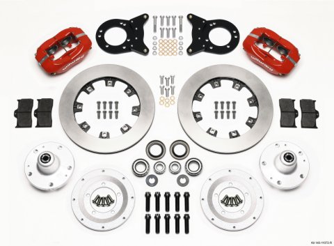 Wilwood Forged Dynalite Front Kit 12.19in Red 1965-1969 Mustang Disc & Drum Spindle