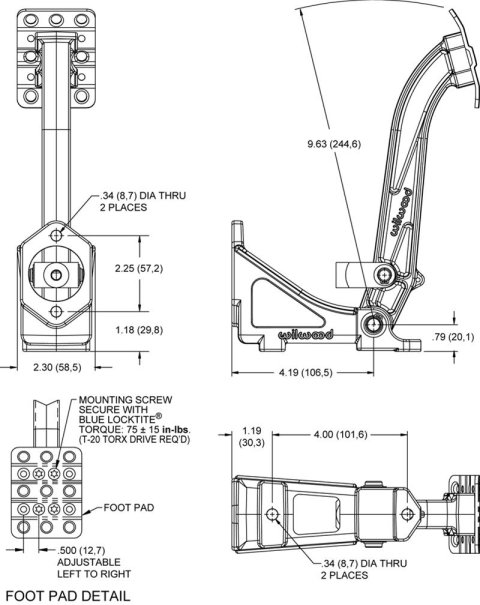 Wilwood Clutch Kit - Forged Adj. Pedal / MC / Slave - Floor Mount - 6:1