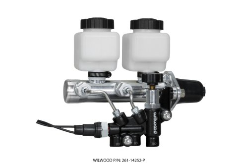 Wilwood Tandem Remote M/C Kit w L/H Bracket & Prop Valve - 1 1/8in Bore Ball Burnished
