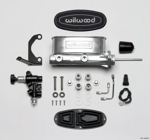Wilwood HV Tandem M/C Kit w L/H Bracket & Prop Valve - 15/16in Bore Ball Burnished-W/Pushrod