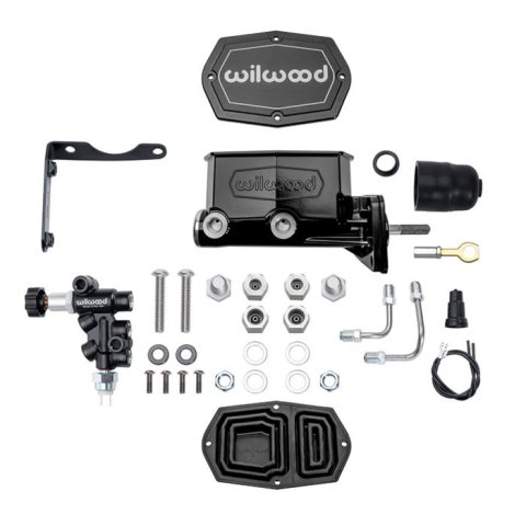 Wilwood MOPAR Compact Tandem M/C Kit w/ P-Valve & Pushrod 15/16in Bore - Black