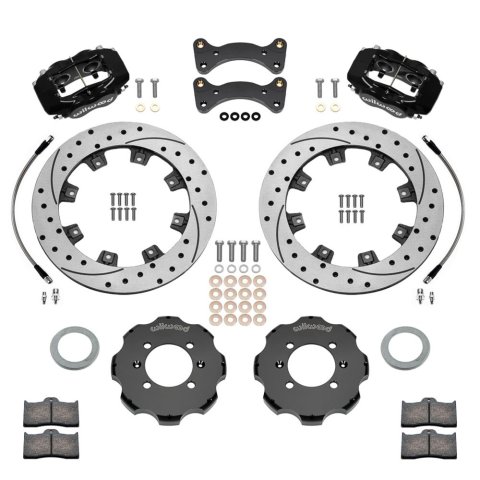 Wilwood Forged Dynalite Front Hat Kit 11.75in SRP Drilled/Slotted Rotor Black Caliper 90-05 Miata