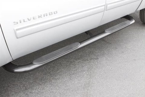 Lund 01-13 Chevy Silverado 1500 Crew Cab (Body Mount) 4in. Oval Curved SS Nerf Bars - Polished