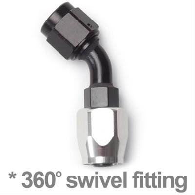 Russell Performance -8 AN Black/Silver 45 Degree Full Flow Hose End