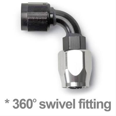 Russell Performance -8 AN Black/Silver 90 Degree Full Flow Hose End