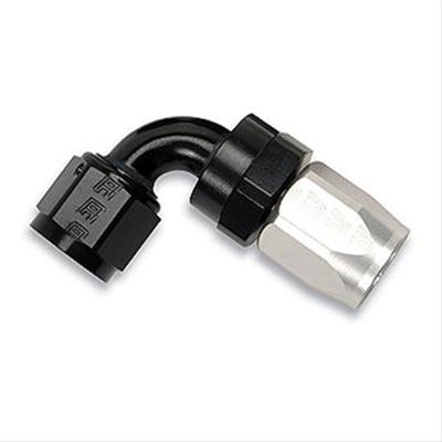 Russell Performance -10 AN Black/Silver 90 Degree Full Flow Hose End