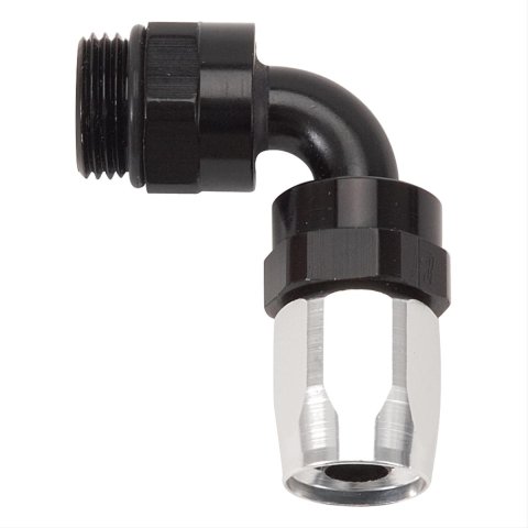 Russell Performance Hose End #8 Hose to #8 Radius Inlet Port 90 Deg Blk/Clr