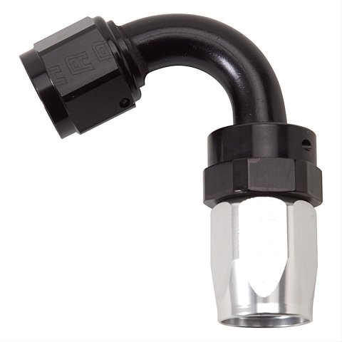 Russell Performance -6 AN Black/Silver 120 Degree Tight Radius Full Flow Swivel Hose End