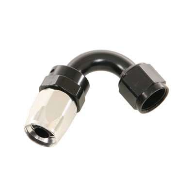Russell Performance -8 AN Black/Silver 120 Degree Tight Radius Full Flow Swivel Hose End