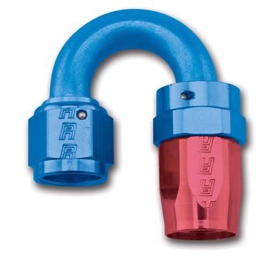 Russell Performance -8 AN Red/Blue 180 Degree Full Flow Swivel Hose End (With 3/4in Radius)