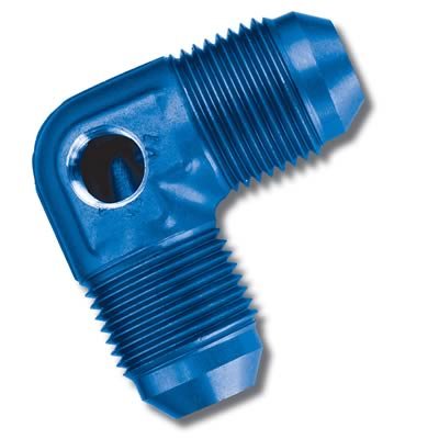 Russell Performance -8 AN Blue 90 Degree Fuel Pressure Adapter