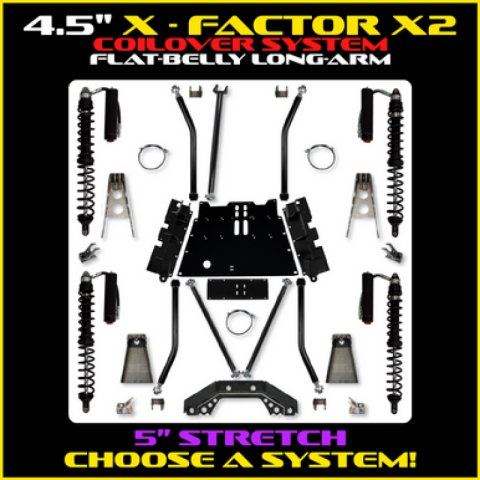 Rock Krawler 97-06 Wrangler TJ 4.5in X Factor X2 Flat Belly CoilOver Long Arm System w/ 5 In Stretch
