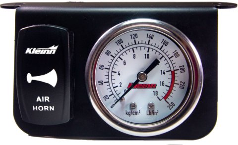 Kleinn Panel Mounted 160 PSI Gauge w/ an Illuminated WHITE Momentary Rocker Switch