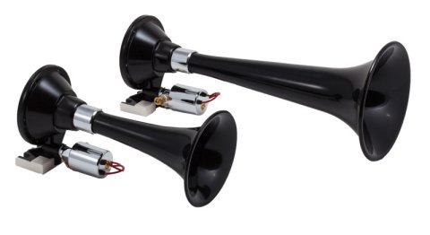Kleinn Black Dual Horn/ 13In/8In - High Impact ABS Trumpet/ Zinc Alloy Base