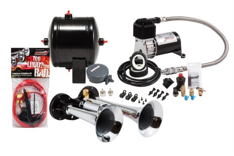 Kleinn Dual Chrome Horn Kit w/ 120 PSI Air Compressor / 0.5 gal Air Tank